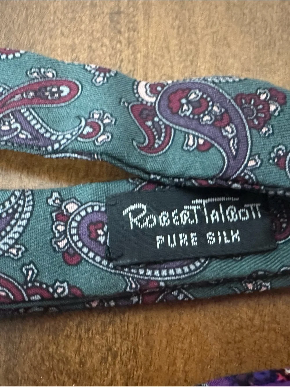 Robert Talbott Purple & Teal Paisley Self-Tie Silk Bow Ties lot of two